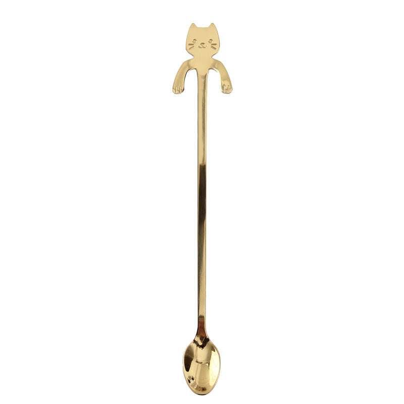 Cross-border 304 Stainless Steel Spoon Cartoon Cat Handle Hanging Coffee Spoon Image