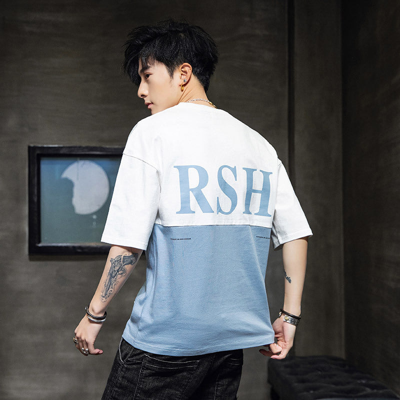 Loose casual half sleeve T-shirt men Image