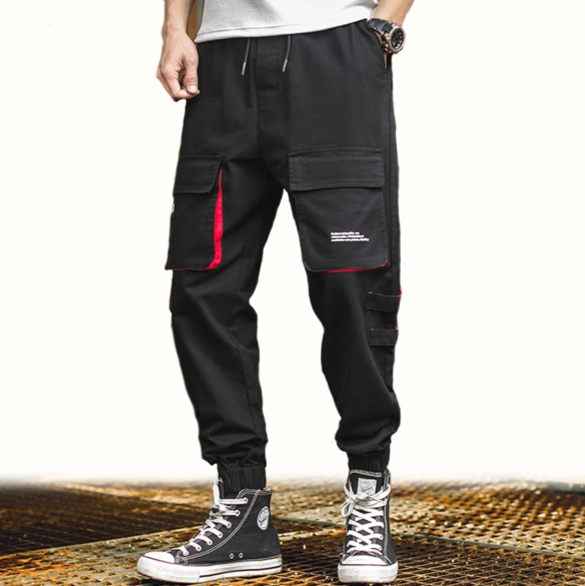 Elastic Waist Punk Pants Cargo Jogger Pants Image