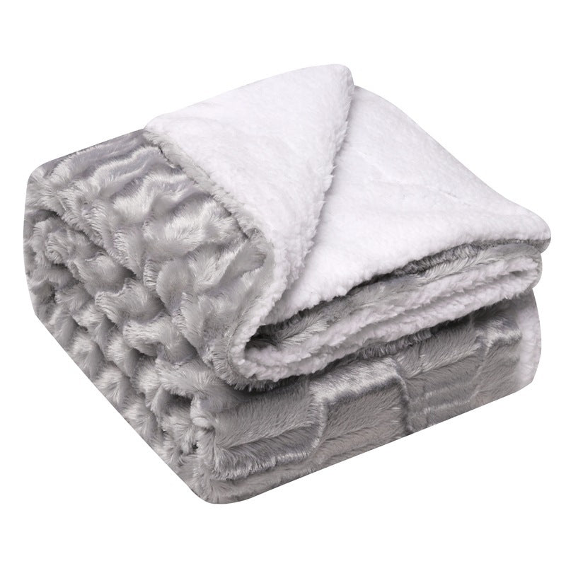 Thickened Flannel Lamb Wool Composite Double Blanket Leisure Blanket Gift Blanket Image