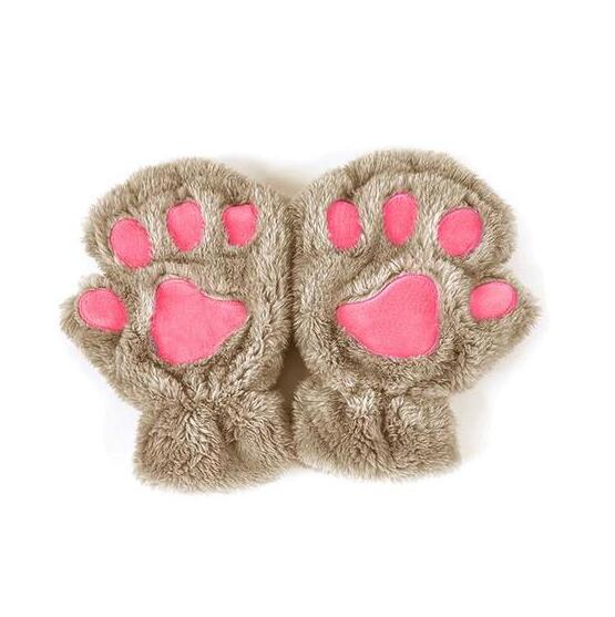 Winter Lovely Half Cover Paw Bear Cat Claw Gloves Short Finger Image