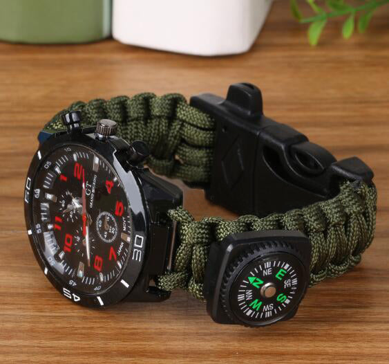 6 En 1 Tcticos Al Aire Libre EDC Supervivencia Ajustable Pulsera Brjula Rescate Paracord Camping Equipment Herramientas Image