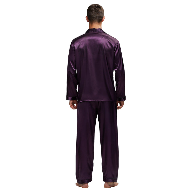 Men's Stain Silk Pajama Set Men Pajamas Silk Image