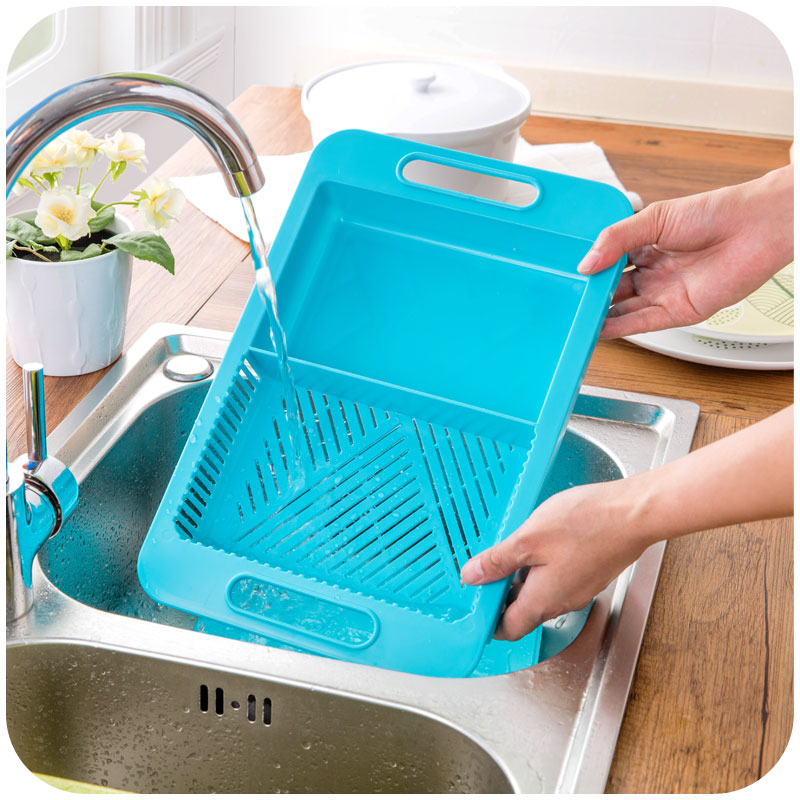 Multifunction Kitchen Chopping Blocks Sinks Drain Basket Cutting Board Vegetable Meat Tools Kitchen Accessories Chopping Board Image