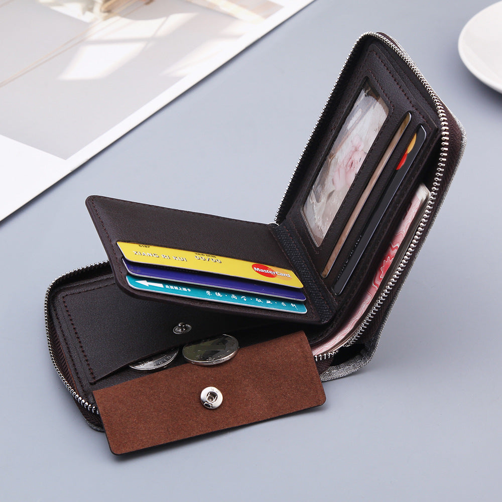 Mens Canvas Short Multifunctional Wallet Image