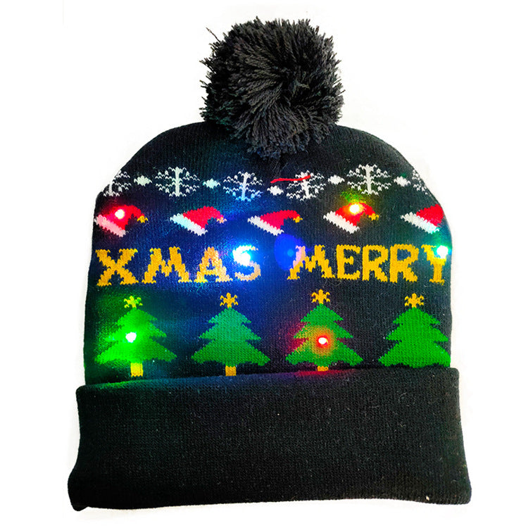 LED Christmas Hat Sweater Knitted Beanie Christmas Light Up Knitted Hat Christmas Gift  Kids Xmas New Year Decorations Image