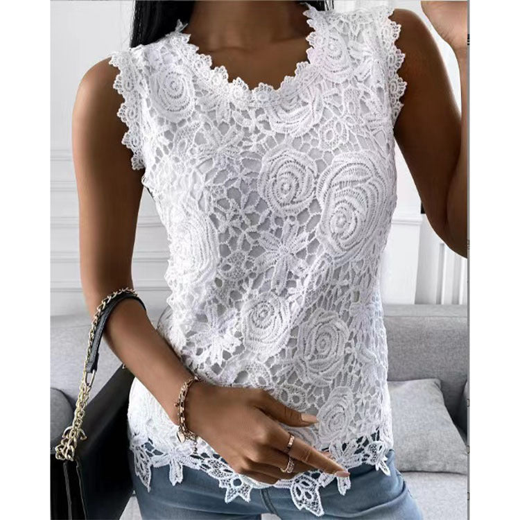 Flowers Lace Vest Women Summer Tops S-5XL Image