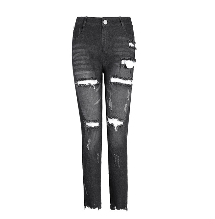 Women's jeans, pierced feet, mid-rise jeans Image