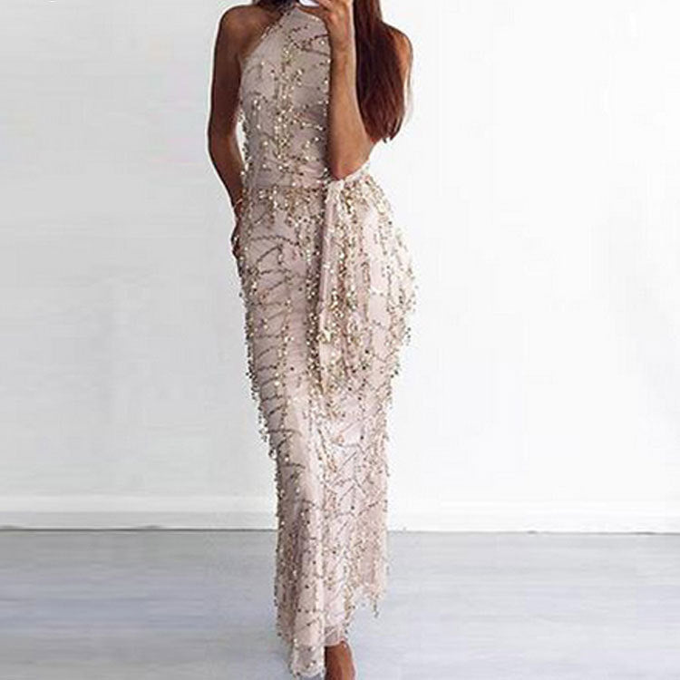 Long fringed sequin dress