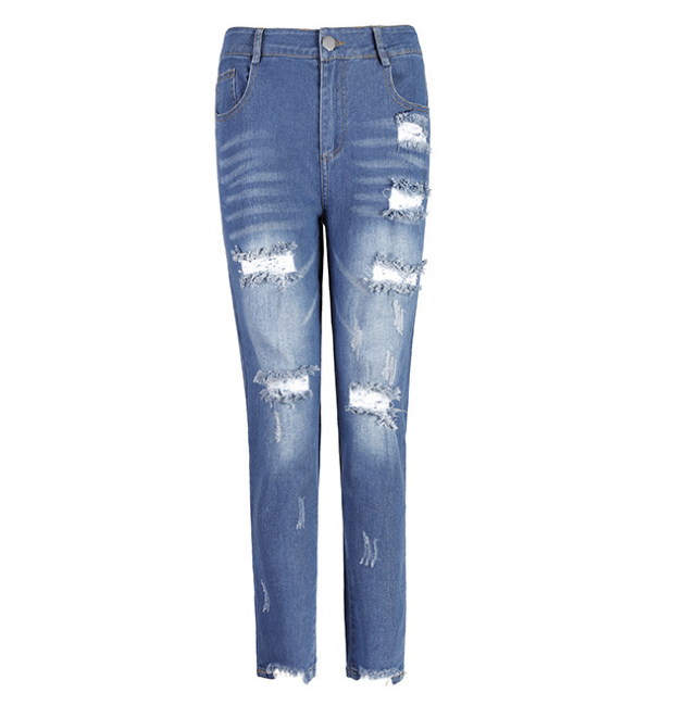 Women's jeans, pierced feet, mid-rise jeans Image