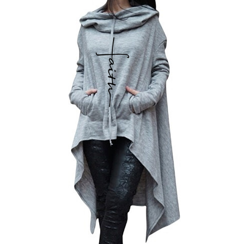 Long embroidered cloak hooded sweater Image