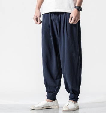 Chinese style cotton and linen casual trousers loose harem pants bloomers Image