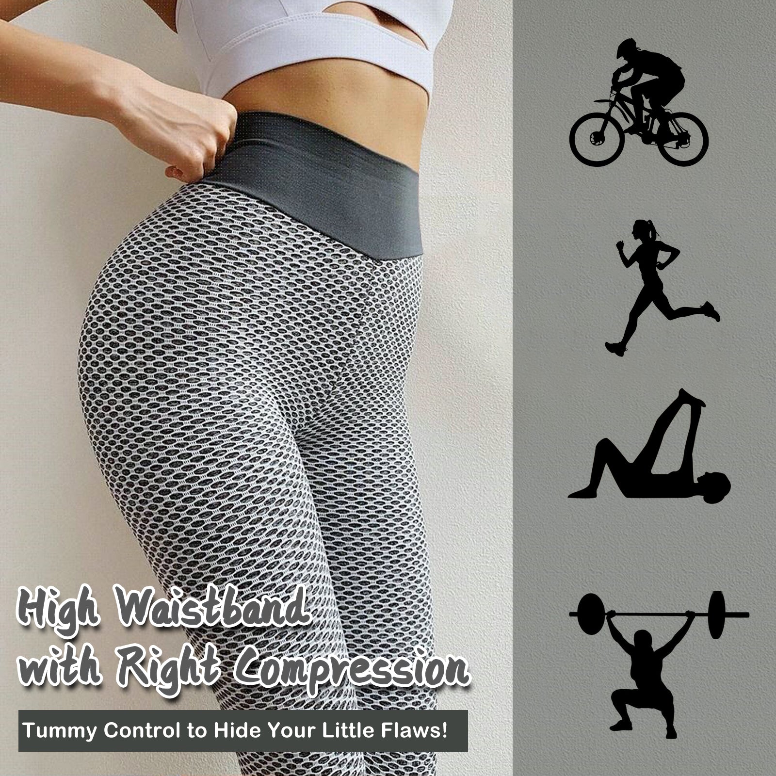 TIK Tok Leggings Women Butt Lifting Workout Tights Plus Size Sports High Waist Yoga Pants Light Grey Image