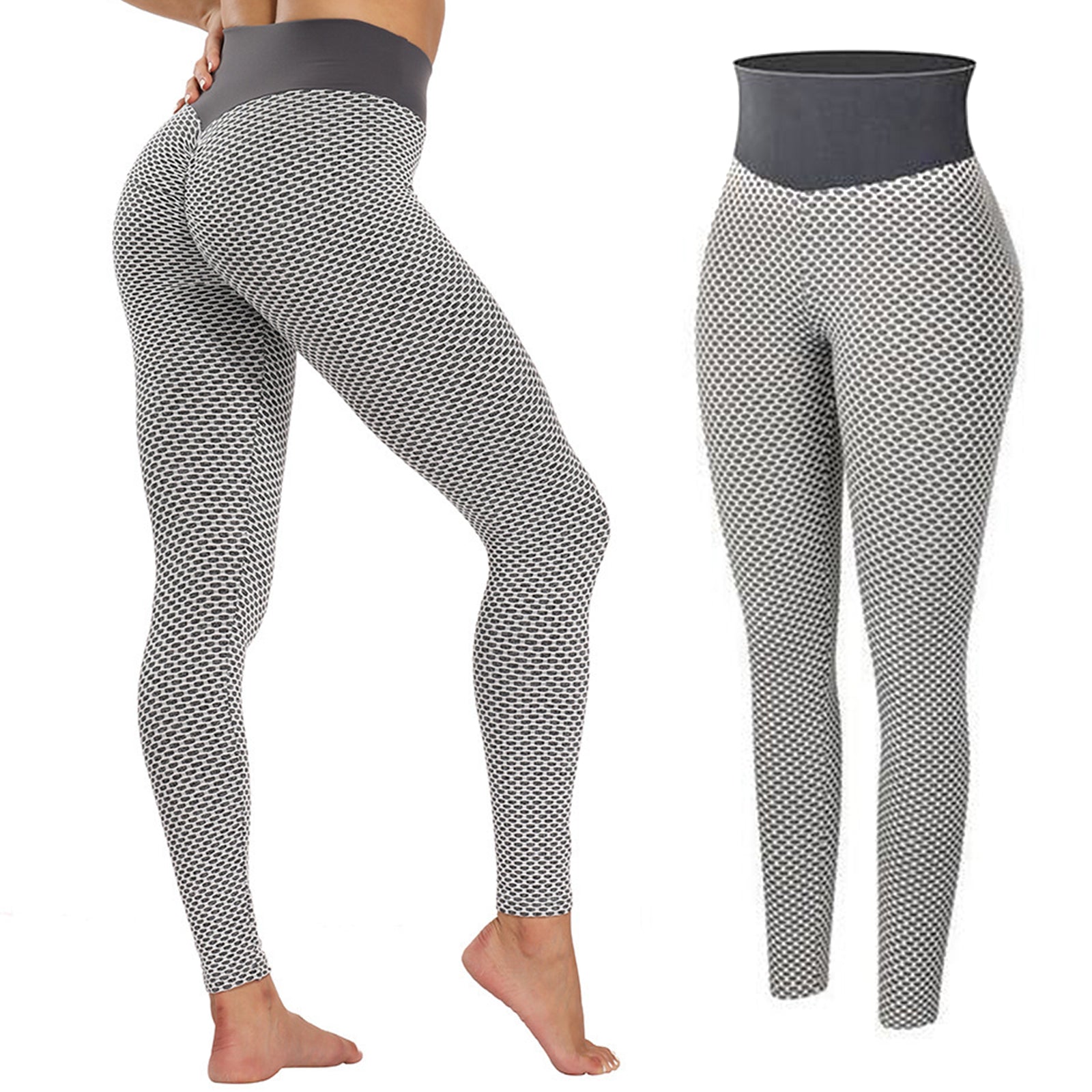 TIK Tok Leggings Women Butt Lifting Workout Tights Plus Size Sports High Waist Yoga Pants Light Grey Image