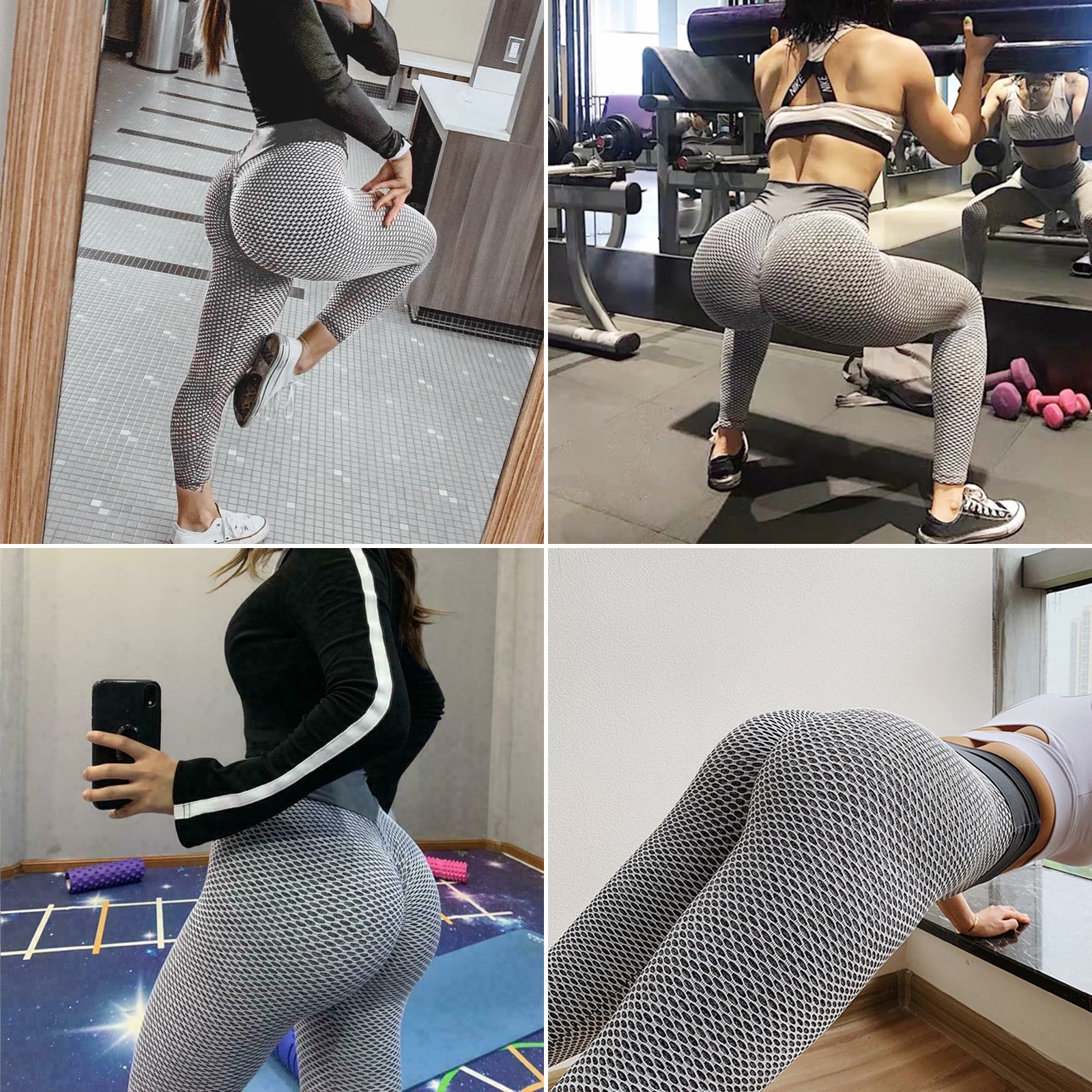 TIK Tok Leggings Women Butt Lifting Workout Tights Plus Size Sports High Waist Yoga Pants Light Grey Image