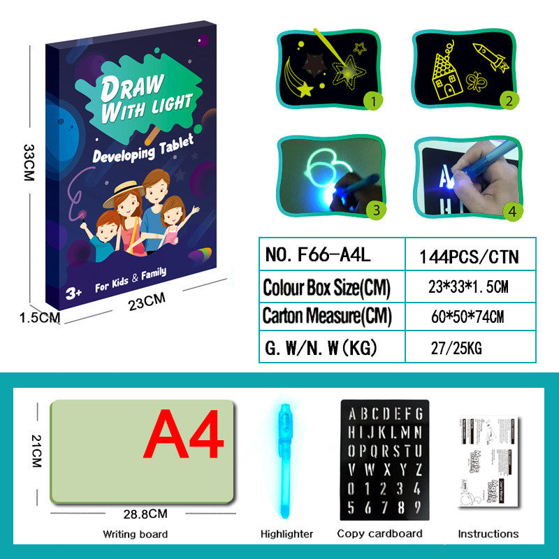 Educational Toy Drawing Pad 3D Magic 8 Light Effects Puzzle Board Sketchpad Image