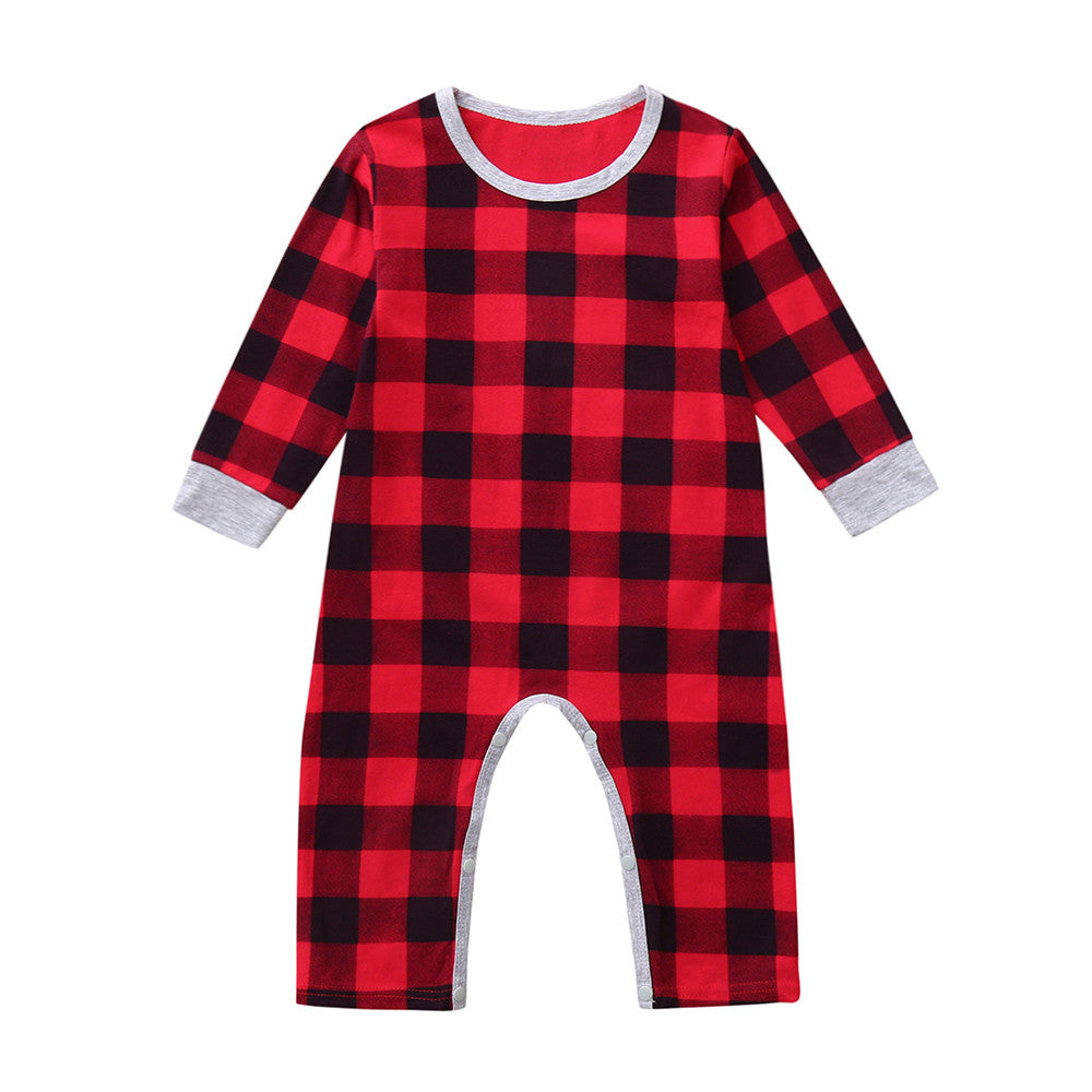 Infant Baby Boys Girls Christmas Santa XMAS Letter Plaid Romper Jumpsuit Outfits baby clothes winter clothe Image