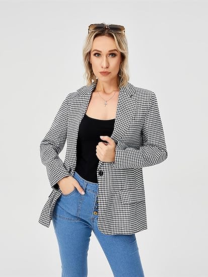 Womens Casual Blazer Jacket  Long Sleeve Work 0ffice Blazer Lapel  Jacket Image