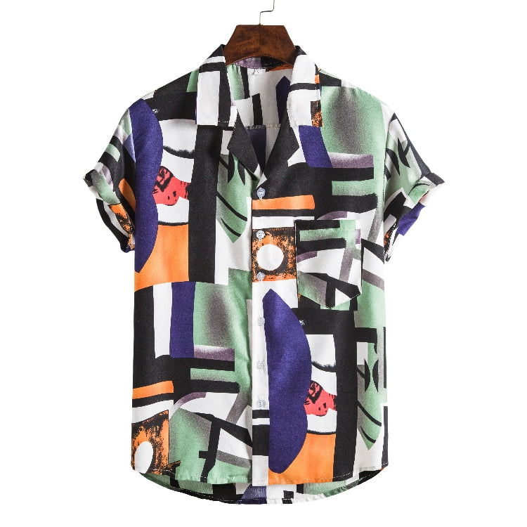 Men Short sleeved beach shirts men New printed T shirt Image