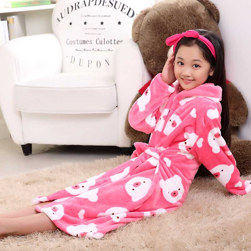 Plus velvet long sleeve children bathrobe Image