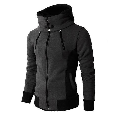 Men's Zip UP Hooded Jacket Fake Two Piece Sports Cardigan Casual Slim Sweatshirt Jacket Image