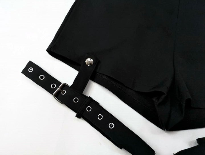 Summer Punk Rock Women's Shorts Sexy Cross Ring Hanging Ornament Summer Fashion Black Shorts Image