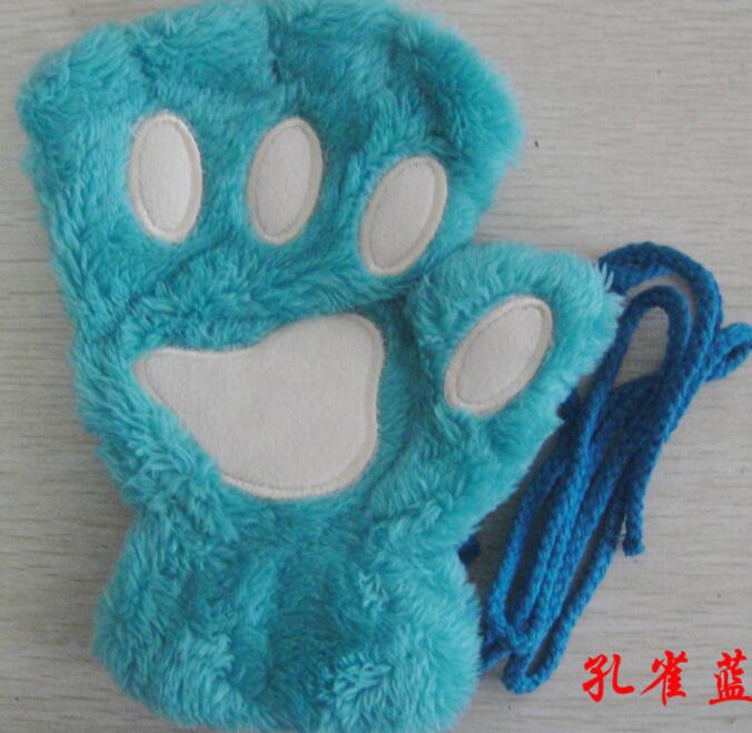 Winter Lovely Half Cover Paw Bear Cat Claw Gloves Short Finger Image