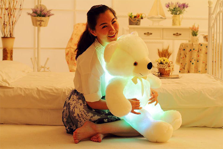 Creative Light Up LED Teddy Bear Stuffed Animals Plush Toy Colorful Glowing Christmas Gift For Kids Pillow Image