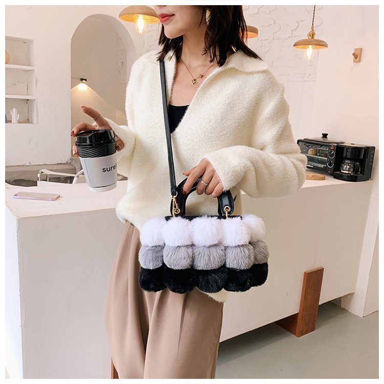 Plush Handbags Winter Plush Shoulder Bag Handbag Trend Messenger Bag Image