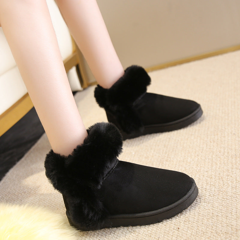 Snow Boots For Women Students Winter Warm Slip On Fluffy Platform Comfy Fleece Ankle Boots Non-slip Plush Cotton Shoes Image