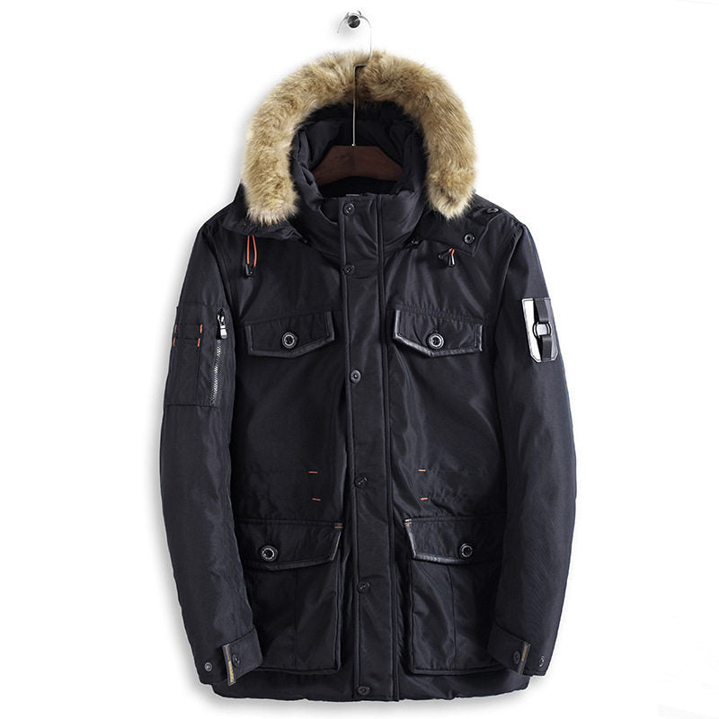 Men Winter Long Cotton Jacket Warm Clothing Image