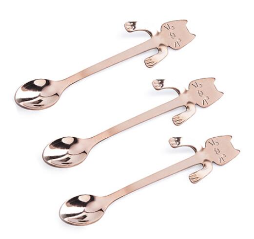 Cross-border 304 Stainless Steel Spoon Cartoon Cat Handle Hanging Coffee Spoon Image