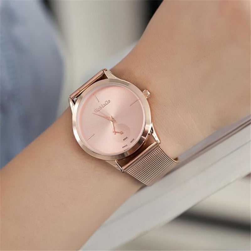 Fashion Alloy Belt Mesh Watch Unisex women's watches Minimalist Style Quartz Watch relogio feminino saat Watches for women Image