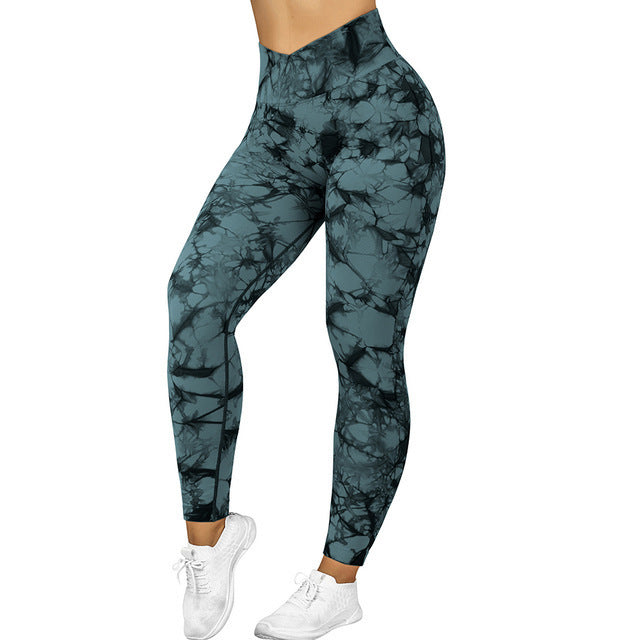 Seamless Tie Dye Leggings Women Yoga Pants Push Up Sport Fitness Running Gym Leggings Image