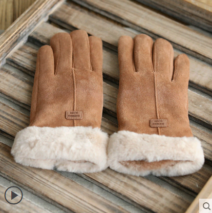 Gloves Female Autumn and Winter Warm Korean Version Plus Velvet Thick five Fingers Retro Suede Touch Screen Gloves Cute Driving Image