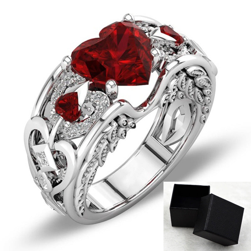 Princess Ring Heart-shaped Ruby Engagement Ring Image