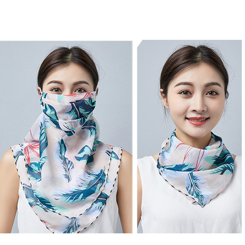 Hanging Ear Thin Face-covering Scarf Triangle Veil Scarf Image