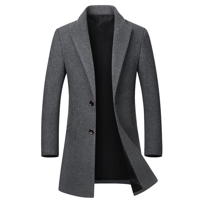 Men's long coat woolen coat trench coat Image