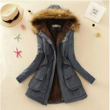 Thick Winter Jacket Women Large Size Long Section Hooded parka outerwear new fashion fur collar Slim padded cotton warm coat Image