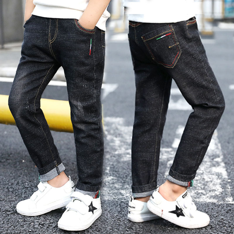 Boys' denim trousers, new style, big children's trousers, spring and autumn children's trousers Image