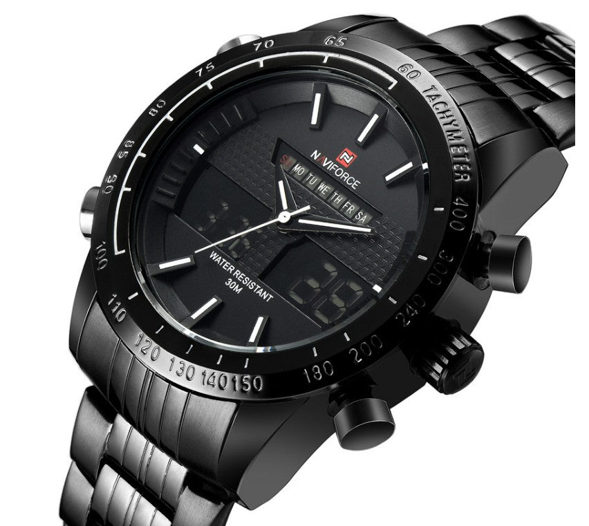 Waterproof Electronic Watch, Sports Men's Watch, Steel Band Men's Watch Image