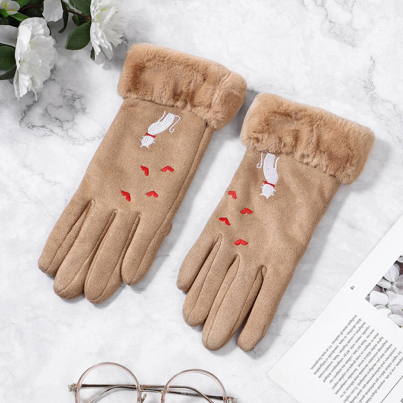 Gloves women winter suede gloves Image