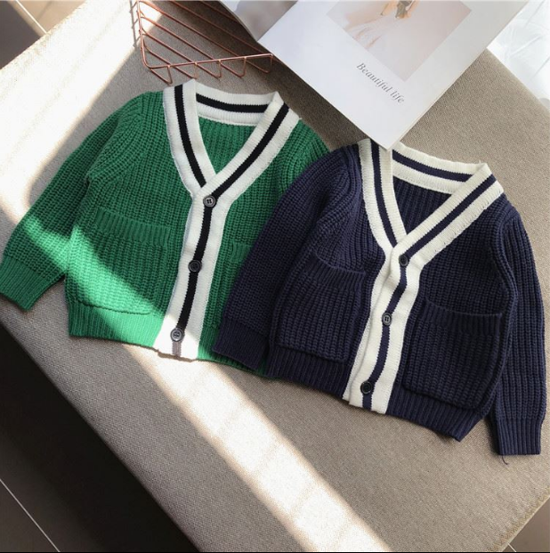 Chen Chen Ma baby children's clothing autumn sweater sweater baby sweater cardigan college wind color boy handsome jacket Image