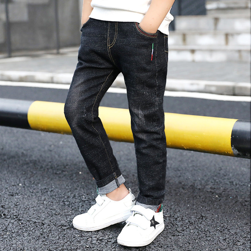 Boys' denim trousers, new style, big children's trousers, spring and autumn children's trousers Image