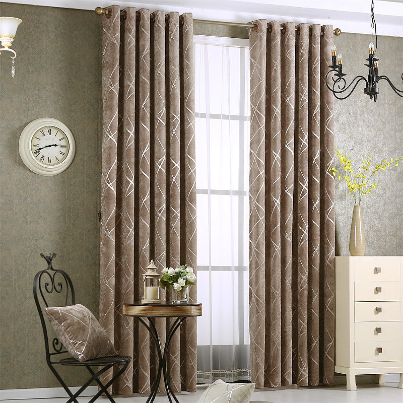 Solid Color Simple Modern Light Luxury Living Room Chenille Blackout Curtains Image