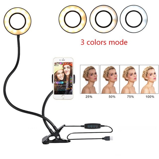 LED Selfie Ring Light for Live Adjustable Makeup Light-8cm Stand Image