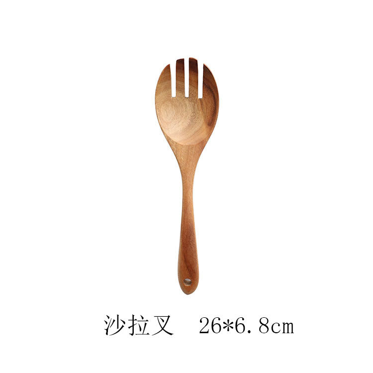 Teak Natural Wood Tableware Spoon Ladle Turner Rice Colander Soup Skimmer Cooking Tool Sets Spoon Scoop Kitchen Tools Gadgets Image