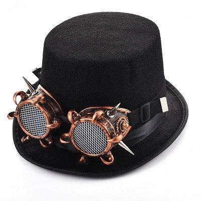 Steampunk Rivet Glasses Top Hat Goth Punk Magic Hat Retro Clothing Accessories Image