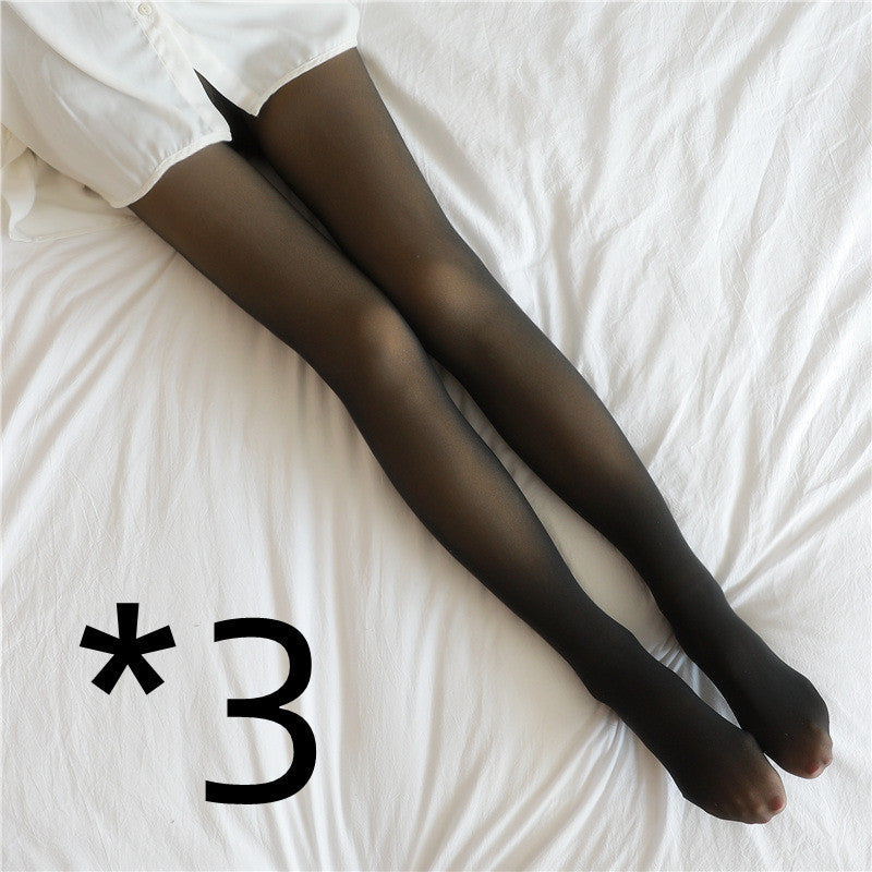 Fake Translucent Plus Size Leggings Fleece Lined Tights Fall And Winter Warm Fleece Pantyhose Women Fleece Lined Pantyhose Thermal Winter Tights Image