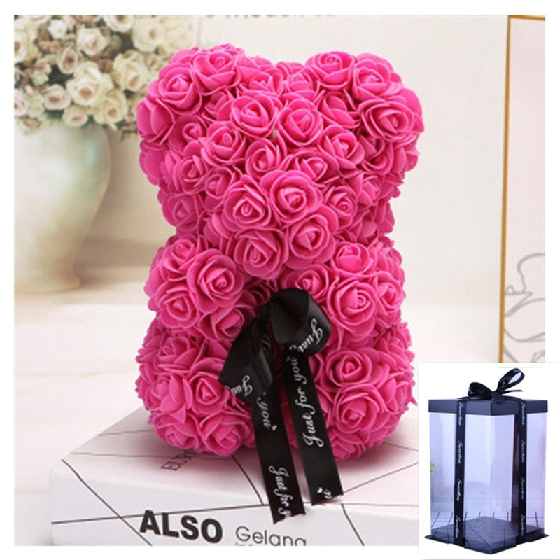 Valentine's Day Gift Rose Bear Eternal Flower Rose Teddy Bear PE Foam Bear 25cm Valentines Day Image